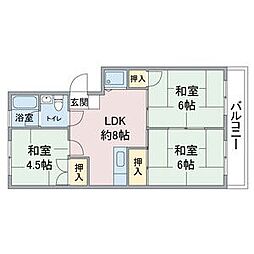 第1オーシャンビル 3DKの間取図画像