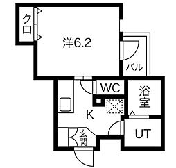 AXIA亀島 1Kの間取図画像