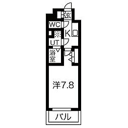 エスリード金山リュクス 1Kの間取図画像