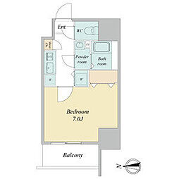 エスプレイス鶴舞ガーデンテラス 1Kの間取図画像