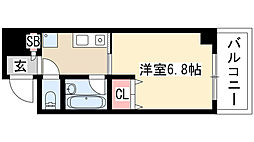 ドミール新栄 1Kの間取図画像