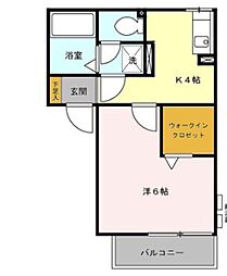 ウィンザーキャッスル 1Kの間取図画像