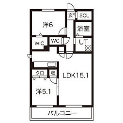 グランヒルズ真栄 2LDKの間取図画像