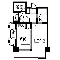 錦ハーモニー 1LDKの間取図画像