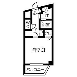 セオークス幅下 1Kの間取図画像