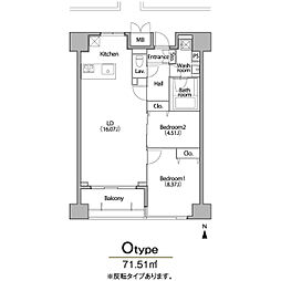 グランアベニュー栄 2LDKの間取図画像