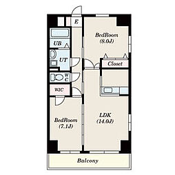 S-FORT鶴舞marks 2LDKの間取図画像