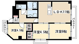 宝新瑞橋ハイツ 3LDKの間取図画像