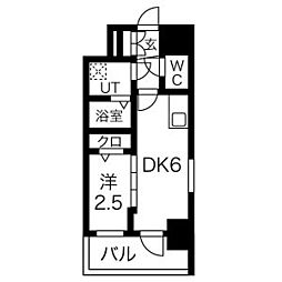 エスリード池下レスティア 1DKの間取図画像