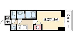 プレサンスジェネ丸の内 1Kの間取図画像