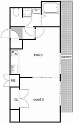 フラット大須 1DKの間取図画像