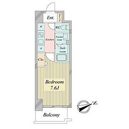 リバーコート砂田橋2 1Kの間取図画像