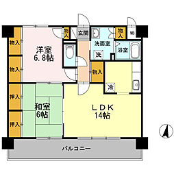 アモール喜多山 2LDKの間取図画像