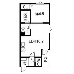 DELA本陣通 1LDKの間取図画像