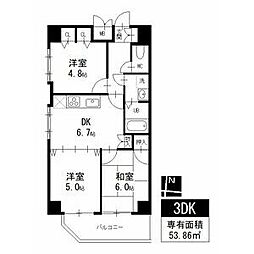 エミネンス石川橋 3DKの間取図画像