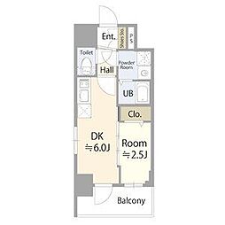 エスリード池下レスティア 1DKの間取図画像