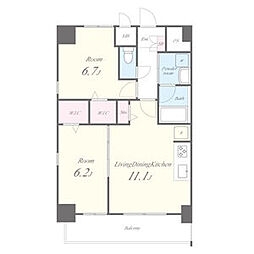 カーサニア尾頭橋 2LDKの間取図画像