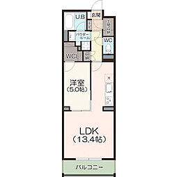 名古屋市西区枇杷島2丁目マンション 1LDKの間取図画像