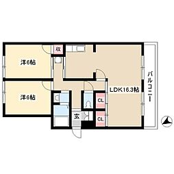 牧の原中央マンション 2LDKの間取図画像