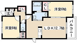 グランツ荒田 2LDKの間取図画像