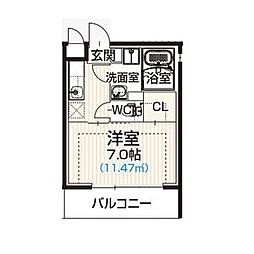 アソシエ鶴舞公園 1Kの間取図画像