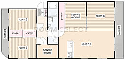 サンリバーK 3SLDKの間取図画像