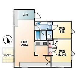 TASHIRO71 2LDKの間取図画像