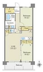 アデグランツ藤が丘 2LDKの間取図画像