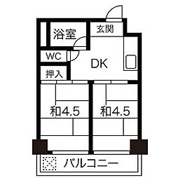 向陽ビル 2DKの間取図画像