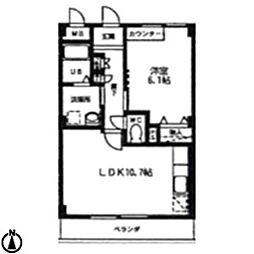 カトルセゾン 1LDKの間取図画像