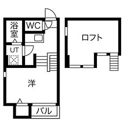 stage八熊 1Kの間取図画像