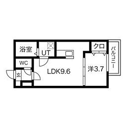 レガーロ荒子 1LDKの間取図画像