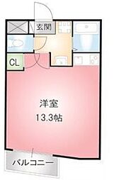 THUマンション 1Kの間取図画像