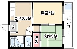 ヴィラ南山 2DKの間取図画像