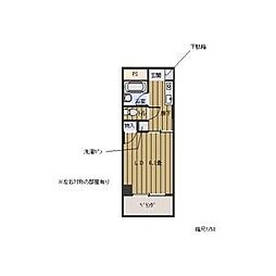 コーポドラゴン 1Kの間取図画像