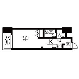 グランデ六番町 1Kの間取図画像