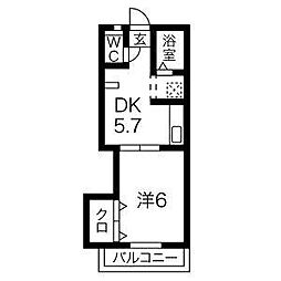 サンライフ 1DKの間取図画像