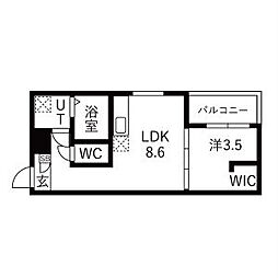 MOVE中村公園PREMI 1LDKの間取図画像