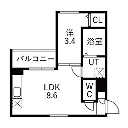 MOVE中村公園PREMI 1LDKの間取図画像
