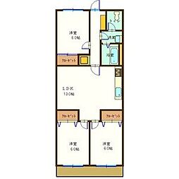 シャトー鹿子 3LDKの間取図画像