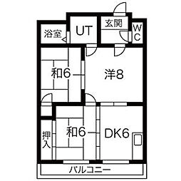 酒カネ・ハイツ 3DKの間取図画像