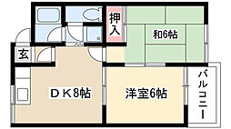 ムーニーツインクル 2DKの間取図画像