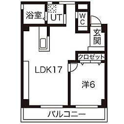 信和元町ハウス 1LDKの間取図画像