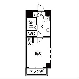 クラウンヒルズ 1Kの間取図画像