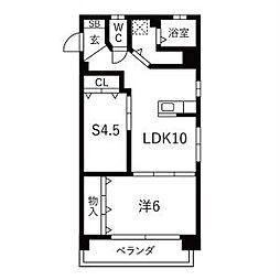 名豊第2ビル 1SLDKの間取図画像