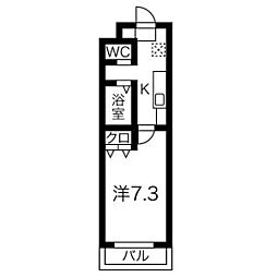 A・City東岸 1Kの間取図画像