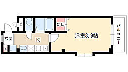 ボヌールT・M日進 1Kの間取図画像