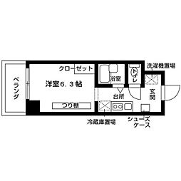 フロンティアハイツ 1Kの間取図画像