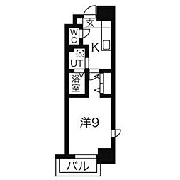 リシュドール鶴舞公園 1Kの間取図画像