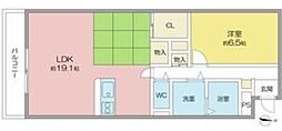 高畑T-1マンション 1LDKの間取図画像